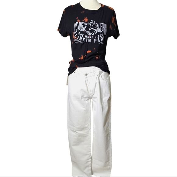 Agolde Criss Cross Asymmetrical Waist Straight Leg Jean in Element White Size 29 - Picture 2 of 11